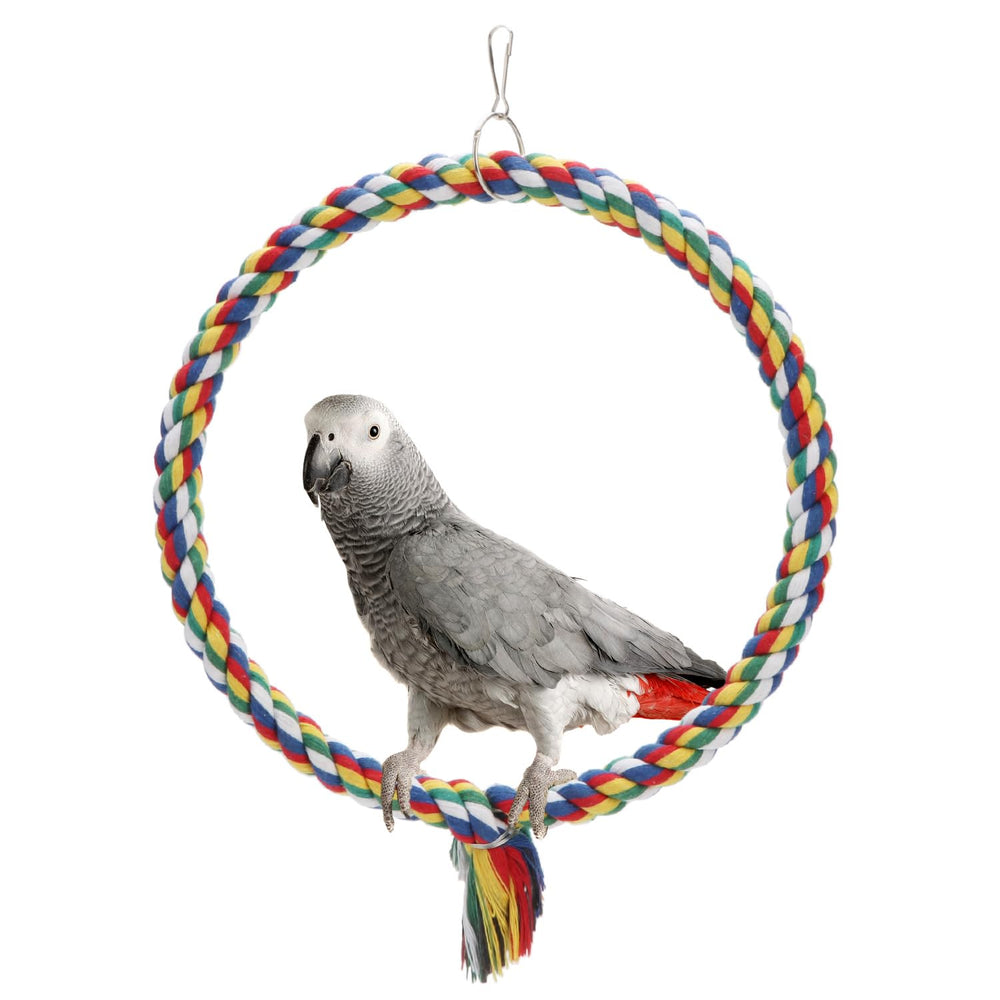 Wontee columpio de cuerda para aves colorido en la jaula, ideal para ejercitar equilibrio.