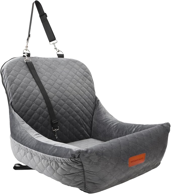 Wooaidagg asiento para perro en coche gris: comodidad estable para viajes