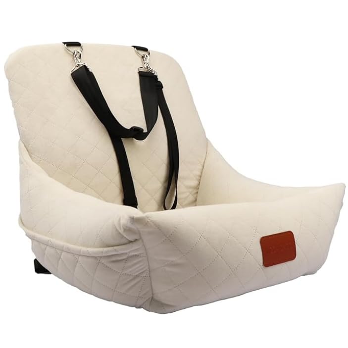Wooaidagg asiento para perros pequeños en coche; comodidad para paseos largos.