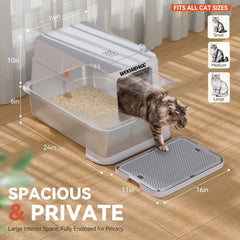 Wooaidagg caja para gato con puerta abatible para un acceso cómodo.