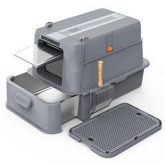 Wooaidagg caja-litter-acero-inoxidable-cerrada para control de olores diario