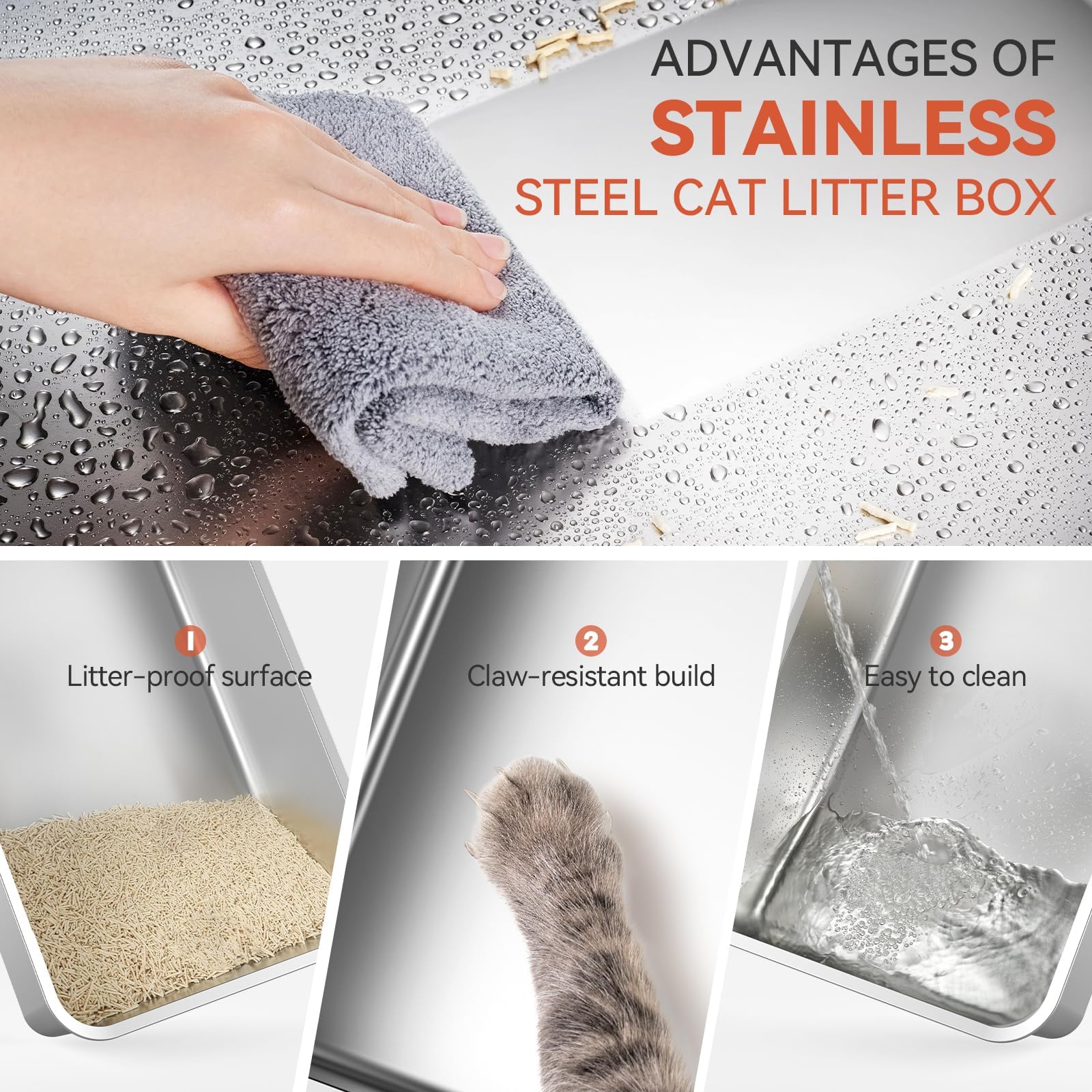 Wooaidagg cuchara-de-litter-inoxidable con mango-madera para recogido cómodo
