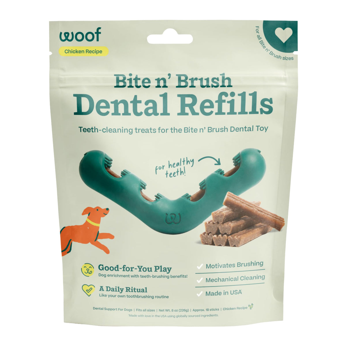 WOOF Bite n' Brush: recargas dentales para una limpieza fácil de dientes caninos