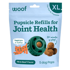 WOOF Hip y articulaciones Pupsicle Recarga: empaque práctico para premiar y apoyar movilidad.