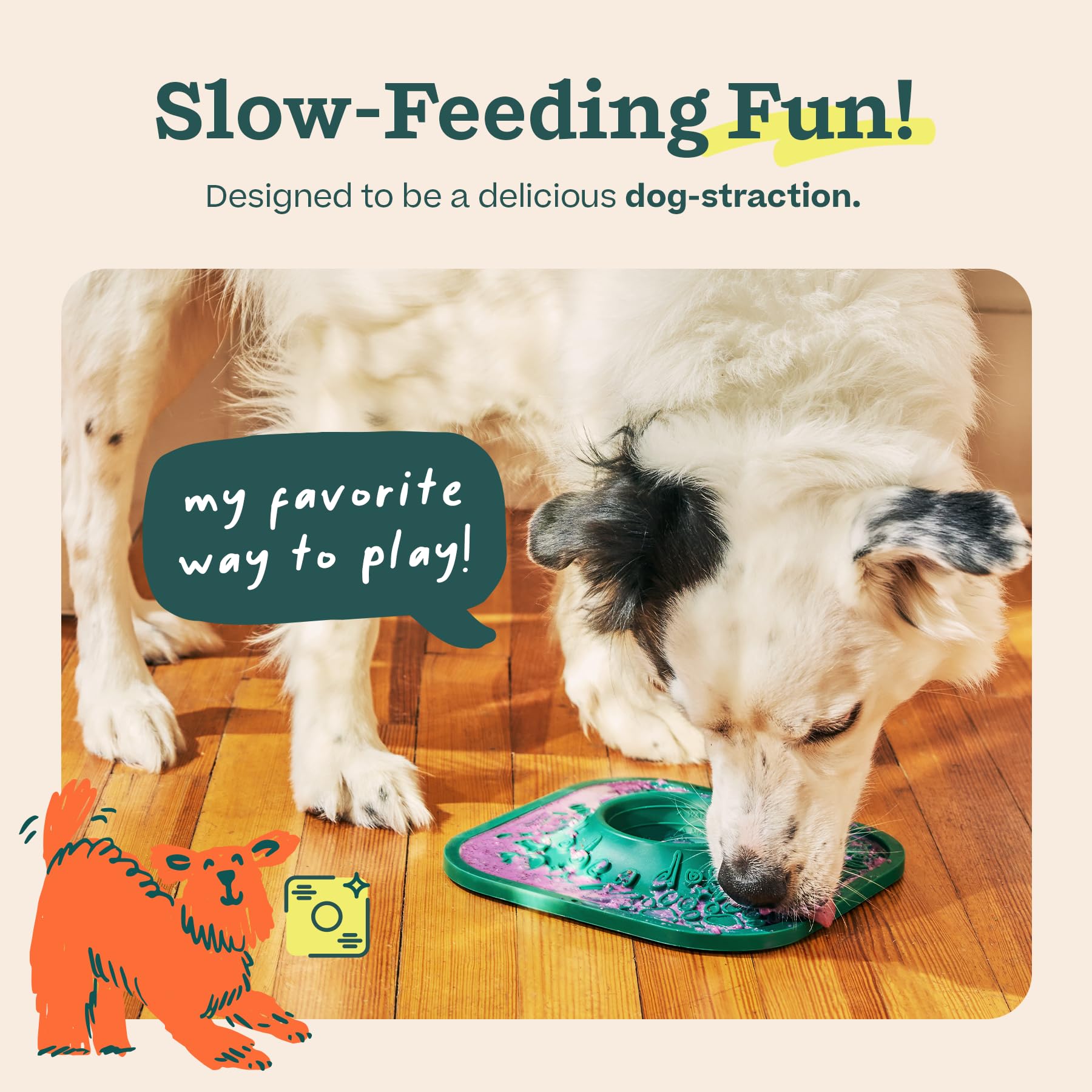 WOOF LickMat superficie antideslizante verde para un comedor seguro.