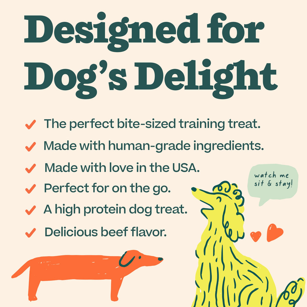 WOOF Love Nuggets on-the-go bag shows convenient pack for walks and hikes