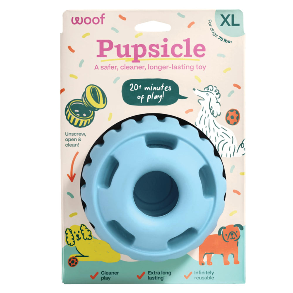 WOOF Party Pupsicle muestra diseño sin desorden, ideal para fiestas caninas.