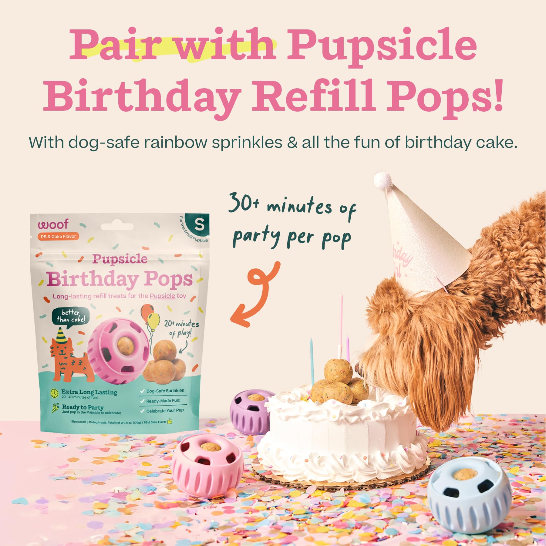WOOF Party Pupsicle diseño de menos desorden para fiestas ordenadas.