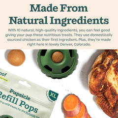 WOOF Pupsicle ingredientes de calidad, sabor sabroso para perros de todas las edades.