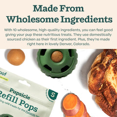 WOOF Pupsicle Refill Pops ingredientes de calidad para masticación segura