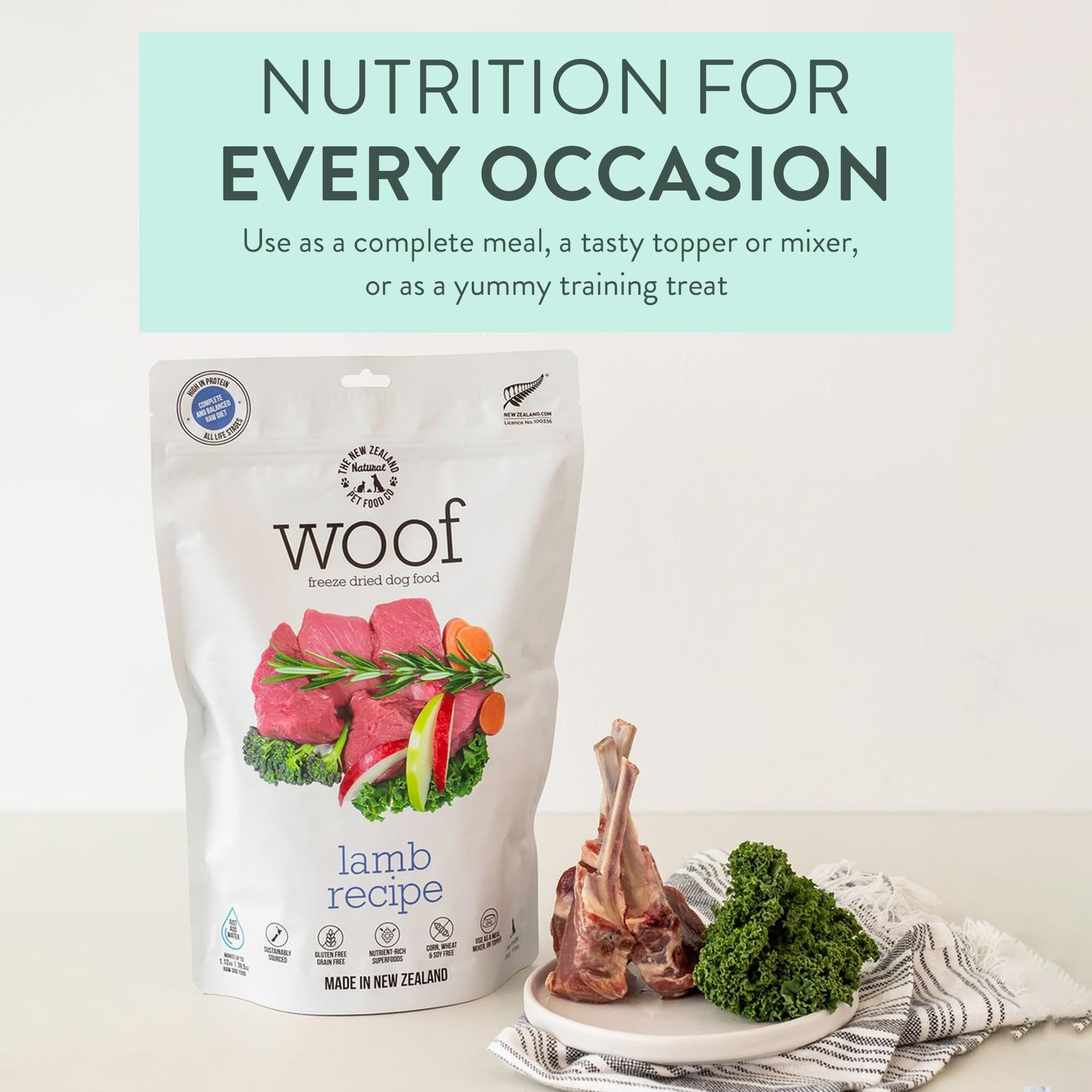 WOOF premio sabroso para entrenamiento canino
