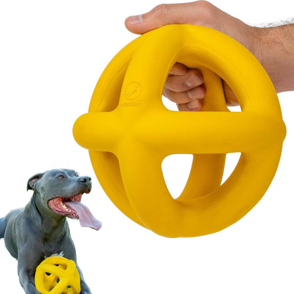 WoofBite bola gigante XL 8” frente mostrando durabilidad y forma