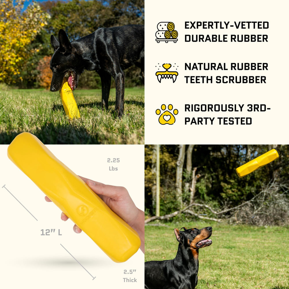 WoofBite Giant XL, uso para fetch y masticación en perros grandes.