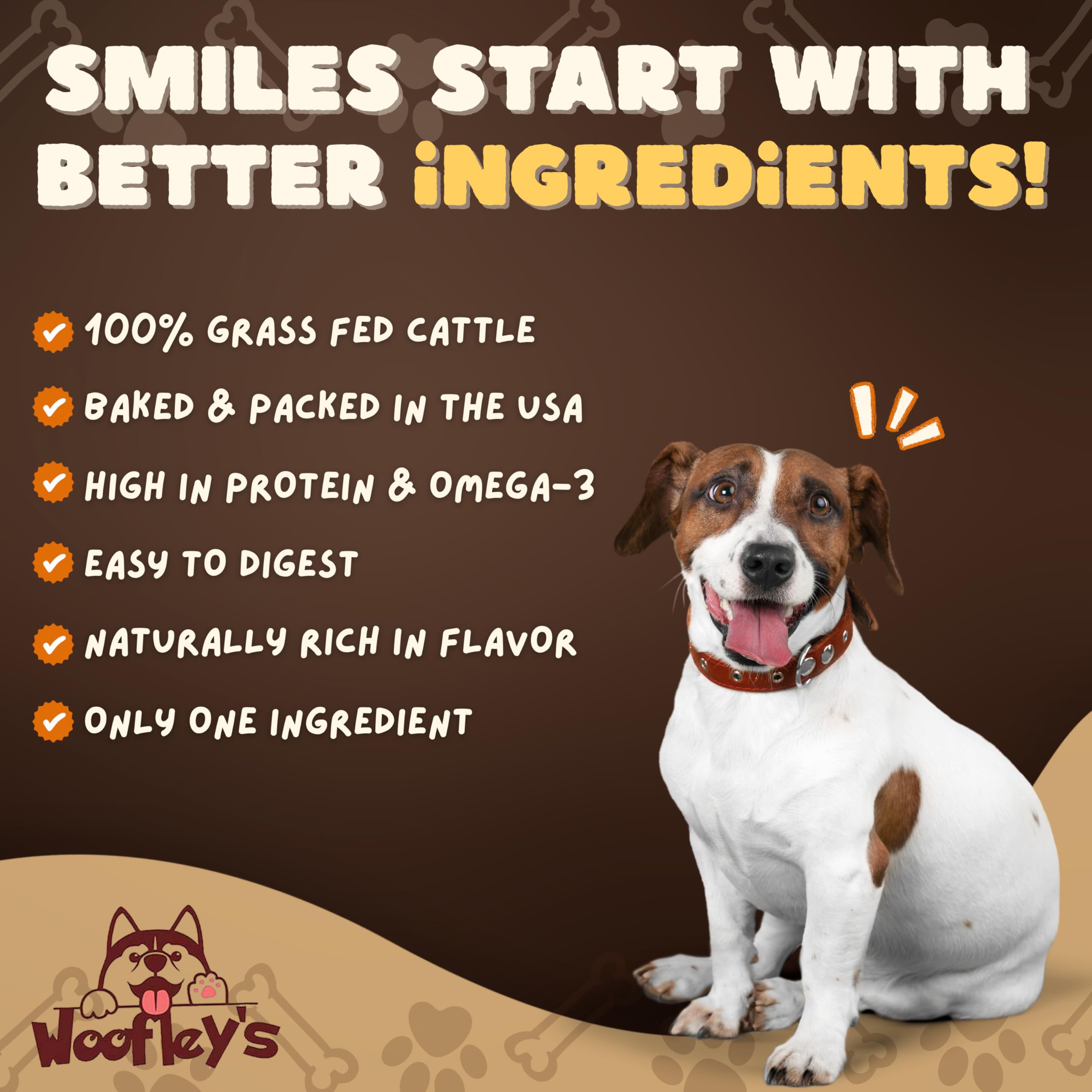 Paquete de 50 piezas Woofley's, trenza de mejilla de búfalo para masticar prolongadamente.