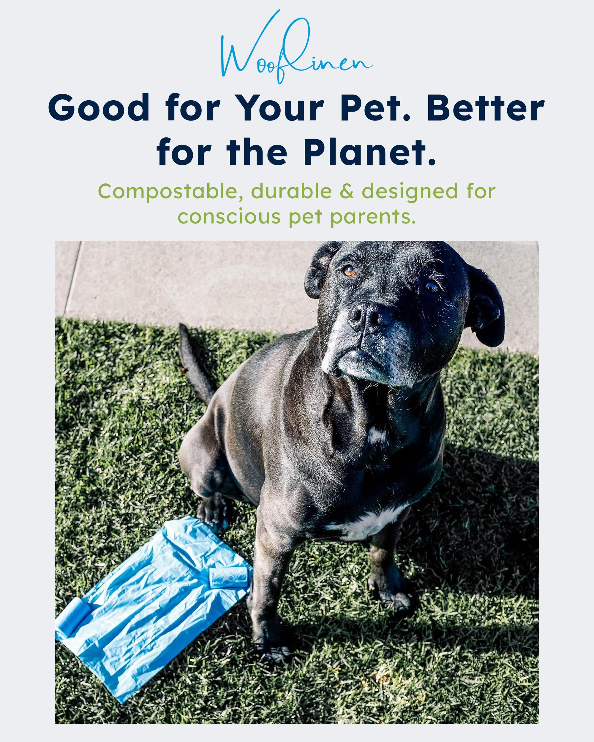 Rollos Wooflinen de bolsas para perro, durables y fáciles de separar.