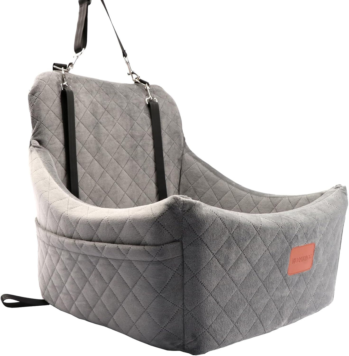 Wooaidagg asiento-perro-coche-tamano-medio gris para viajes cómodos