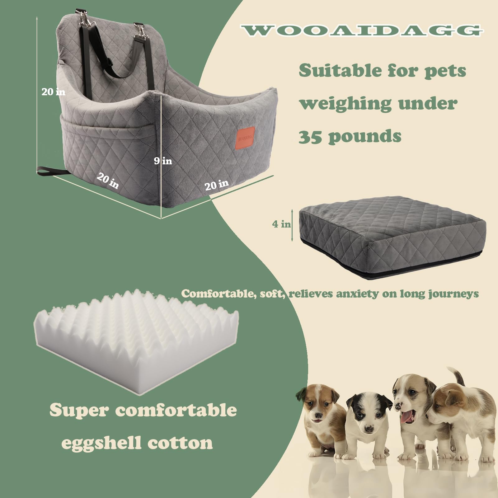 Wooaidagg canal-cinturon-seguridad-perro garantiza seguridad con correa ajustable