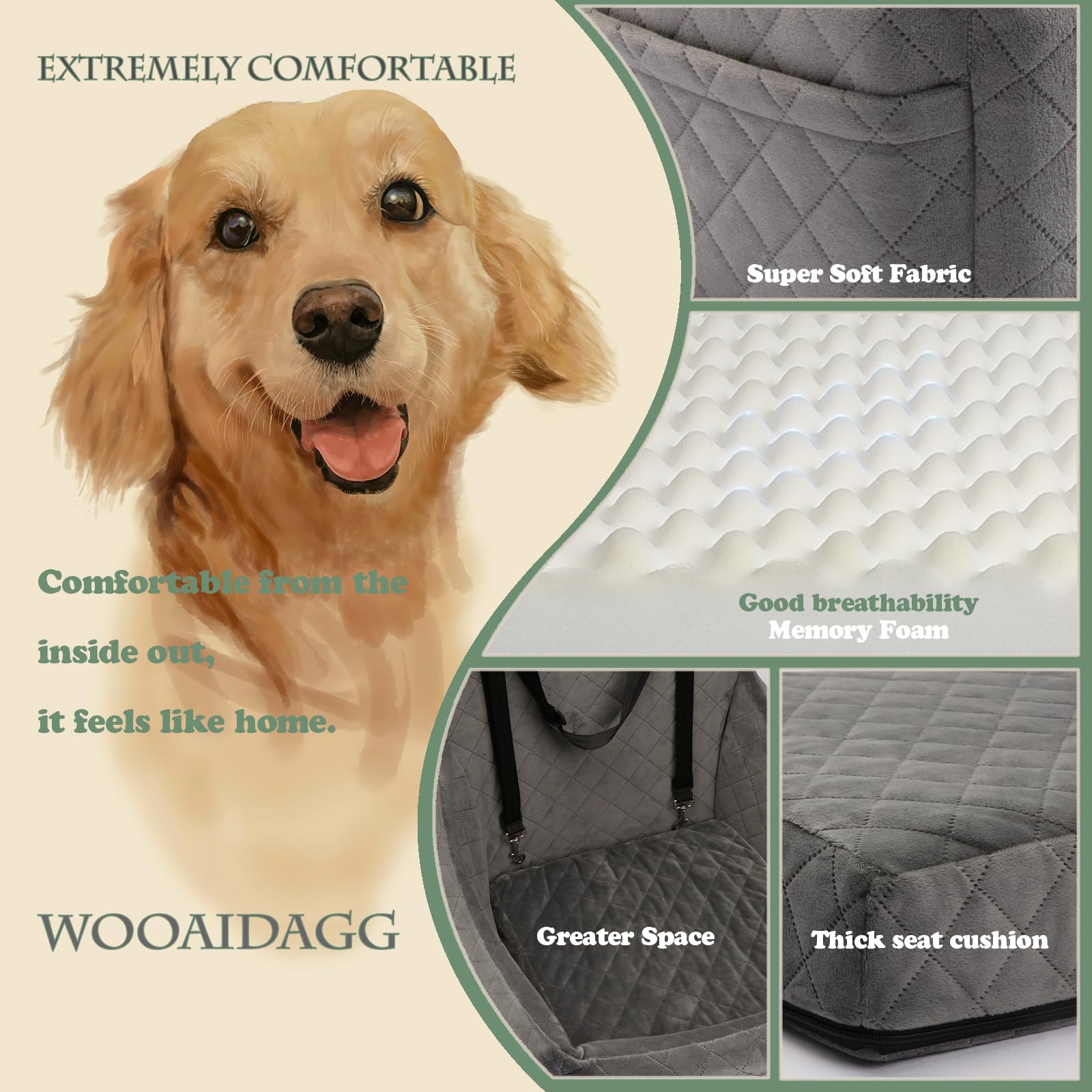 Wooaidagg instalacion-facil-asiento-perro-coche montaje rápido y seguro