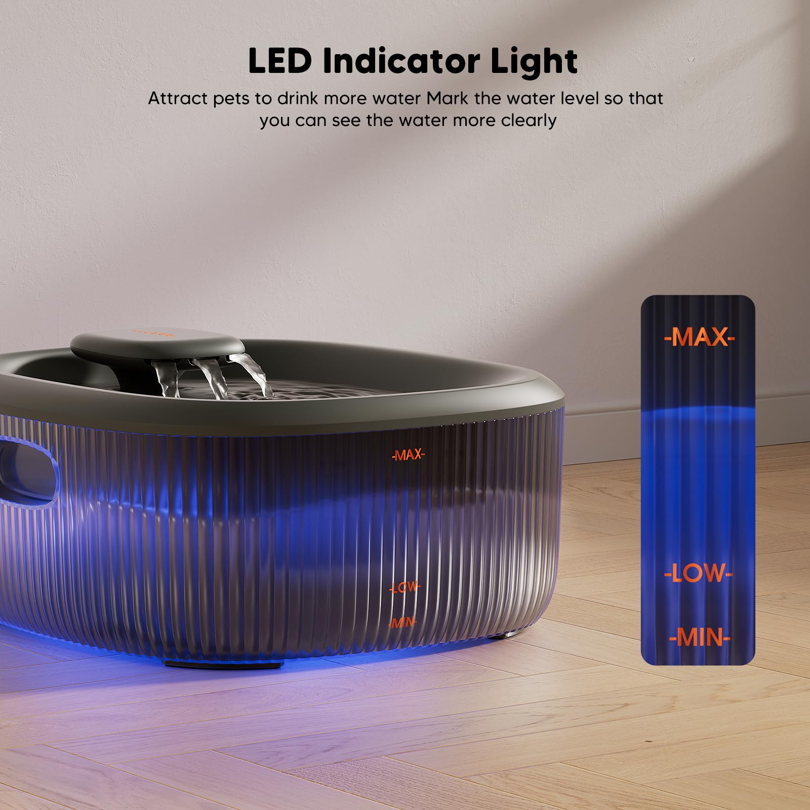Indicador LED de nivel de agua en la fuente WOPET
