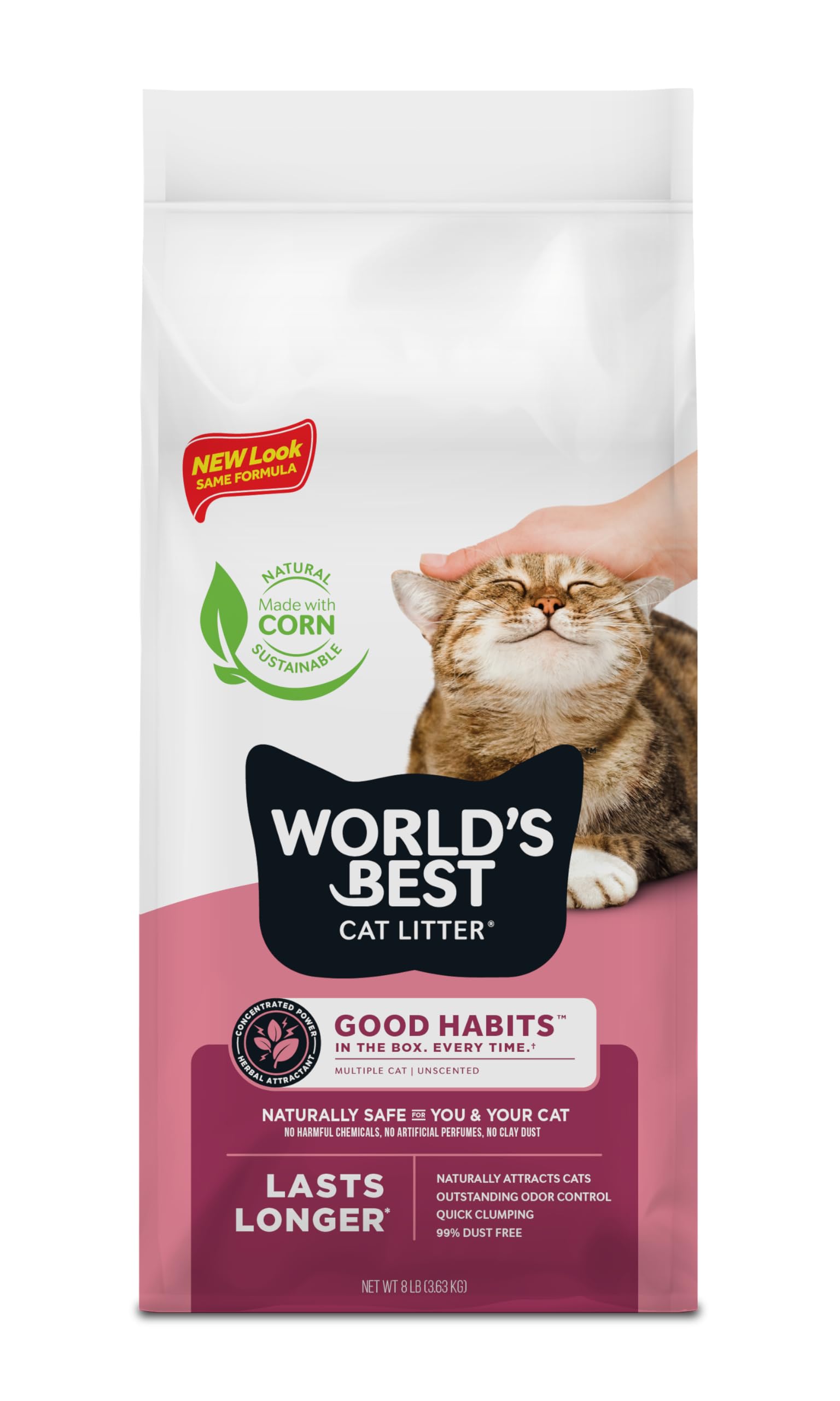 World's Best Cat Litter: bolsa de 8 lb con atractivo natural para gatos