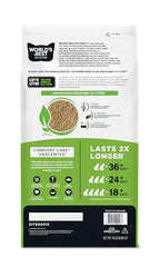 World's Best Cat Litter Comfort Care aglomeracion rapida para limpieza fácil.