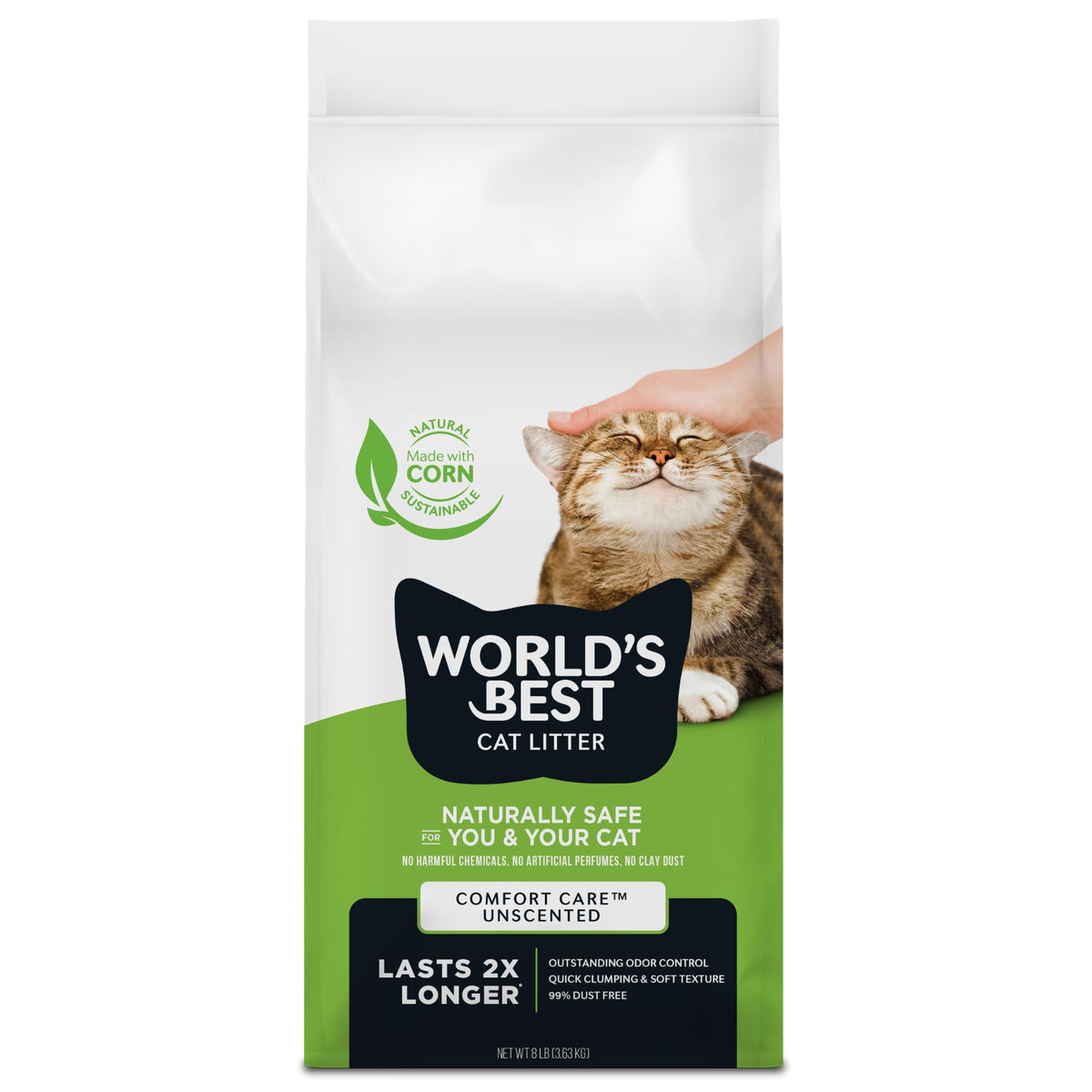 World's Best Cat Litter Comfort Care sin aroma, bolsa 8 lb, control de olores prolongado
