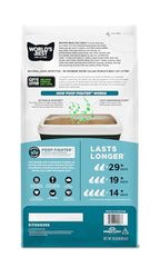 World's Best Cat Litter Poop Fighter aglomeración rápida para limpieza.