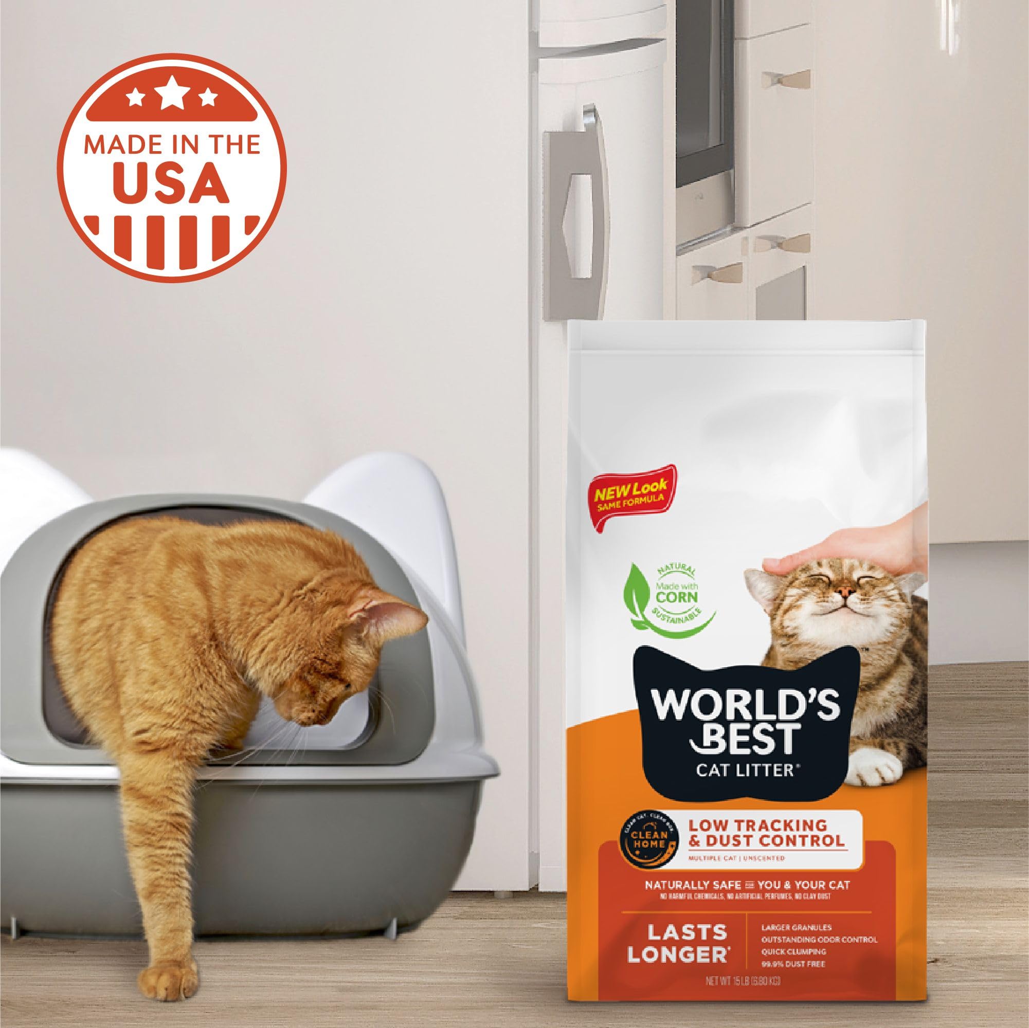 World's Best Cat Litter-sin-aromas-artificiales ofrece una experiencia neutral para mascotas.
