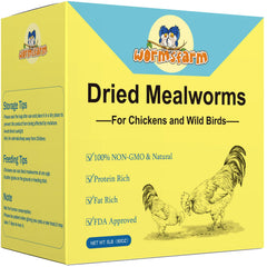 Gusanos desecados WormsFarm listos para aves, snack proteico para pollos y aves silvestres.