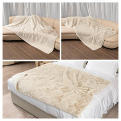 Wowchine manta lujo crema 165x145 cm perfecta para cama o sofá.