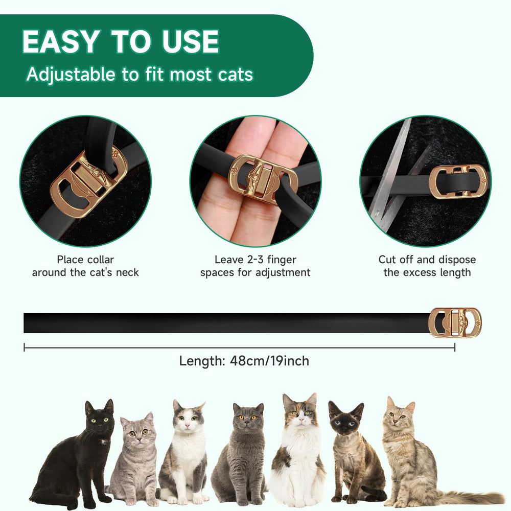 Collar antipulgas Woyamay para gatos, cierre suave que cuida la piel.