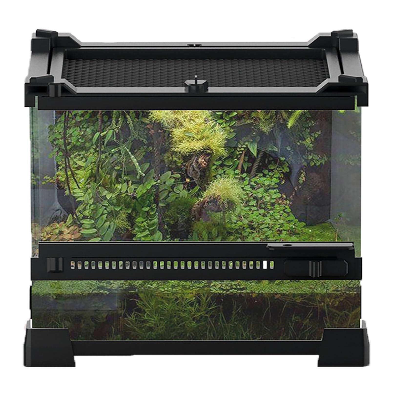 Puerta lateral de una mano para alimentar y decorar el terrario Woyrise
