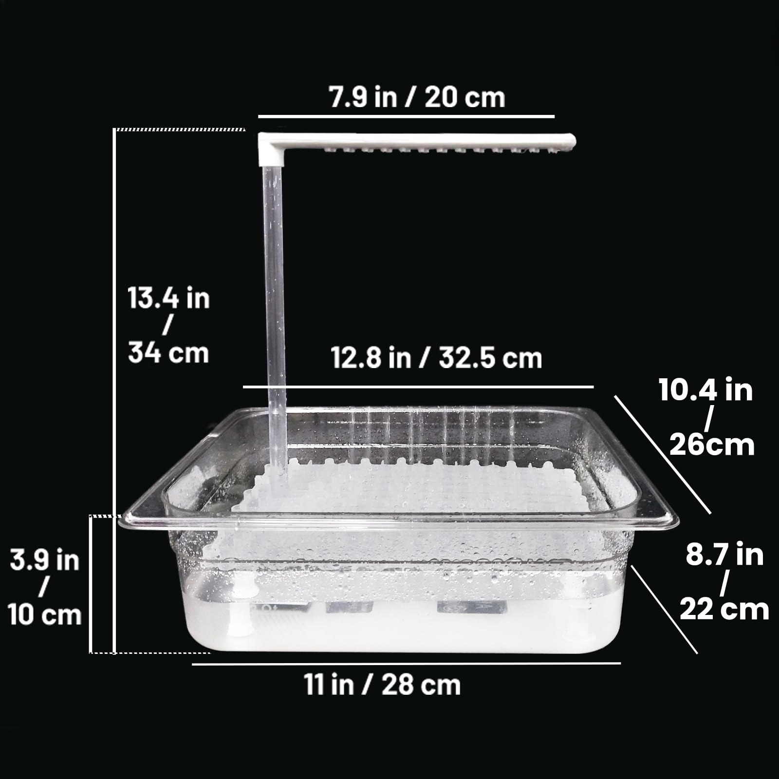Dimensiones de 12.8 x 11 x 13.4 pulgadas para espacio cómodo.