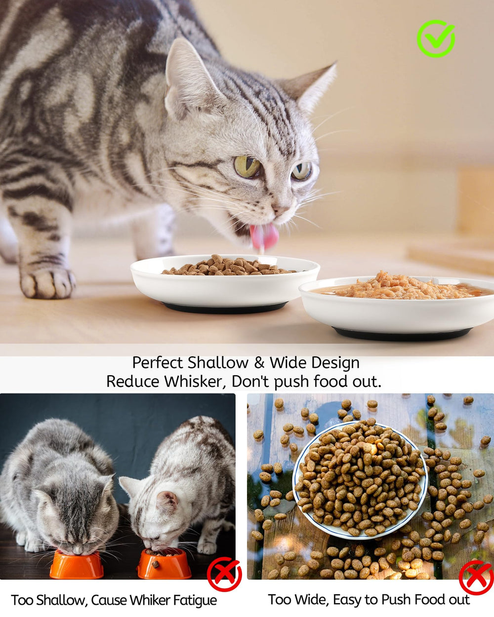 Uso para agua, comida húmeda o seca con WROSWT para gatos de interior.