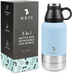 WRTZ botella para perros con dos tazones removibles, para mantener al perro hidratado.