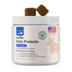 Wuffes Daily Probiotic: gomitas suaves en bote para apoyo digestivo diario.