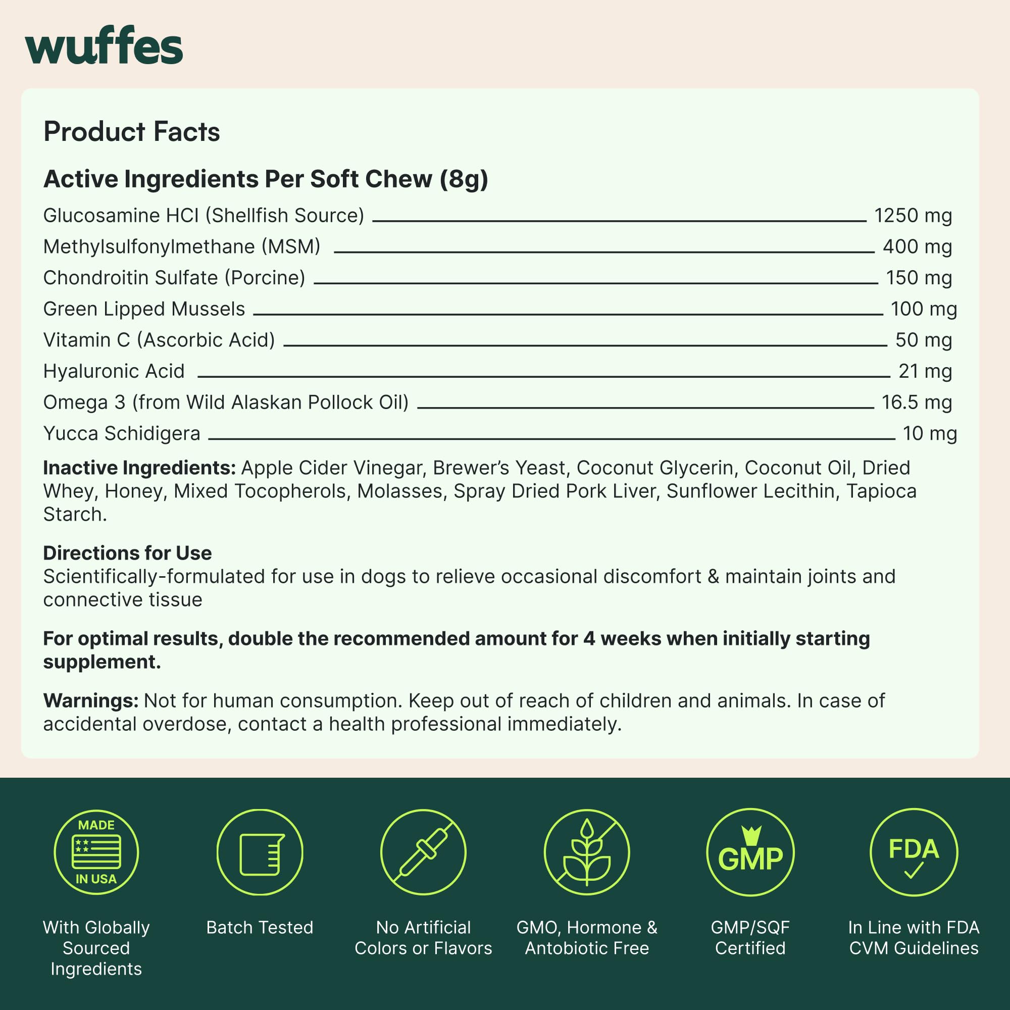 Uso diario con Wuffes para rutina de cuidado articular.