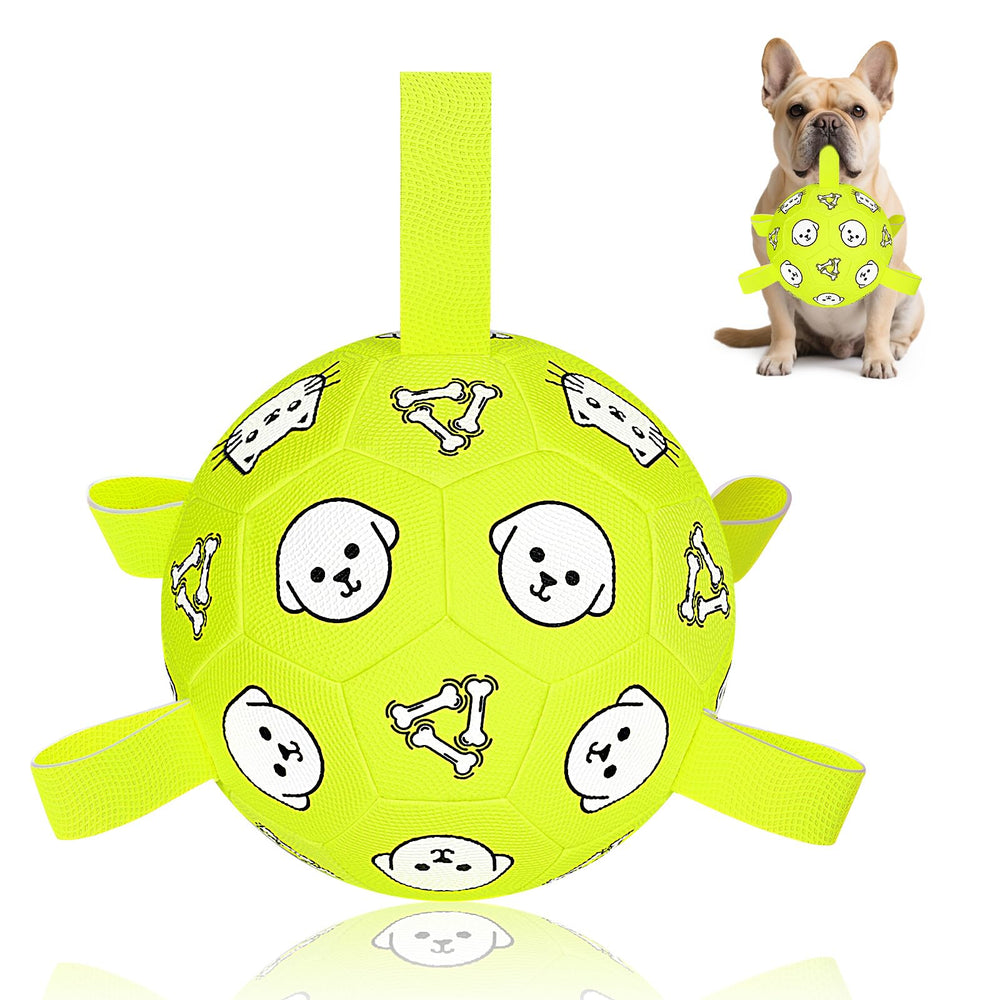 Balón de fútbol para perros de WYNTRIUM con tapas de agarre para jugar en familia.
