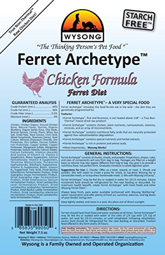 Wysong Arquetipo de hurón fórmula pollo, presentación de caja atractiva para exhibición.