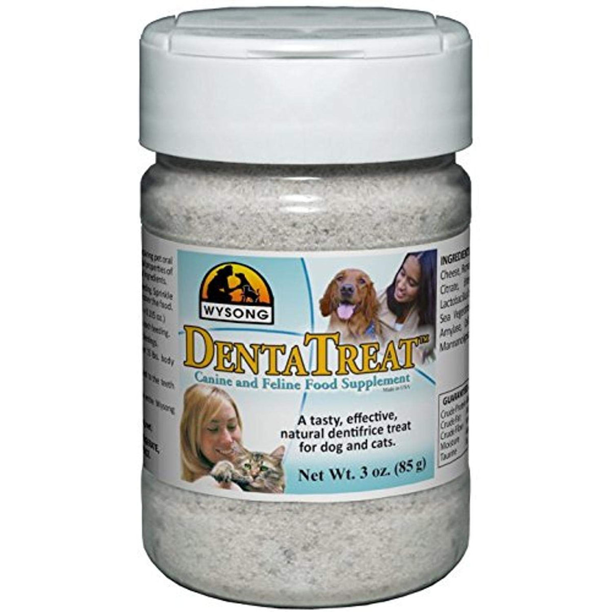 Wysong Dentatreat muestra la botella de 3 oz para el cuidado bucal de perros y gatos