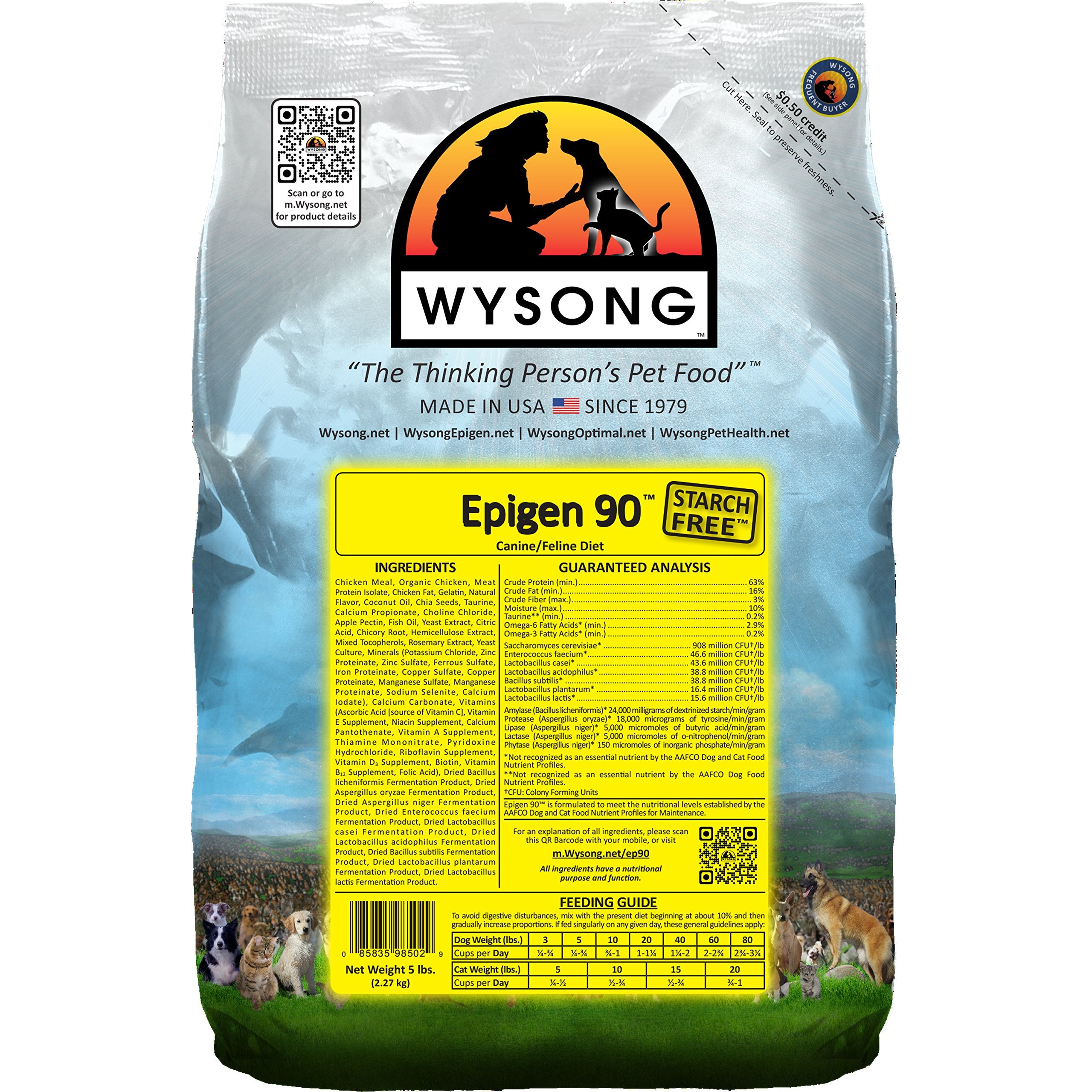 Wysong Epigen 90: bolsa de 5 lb, alimento seco sin almidón con proteína de pollo