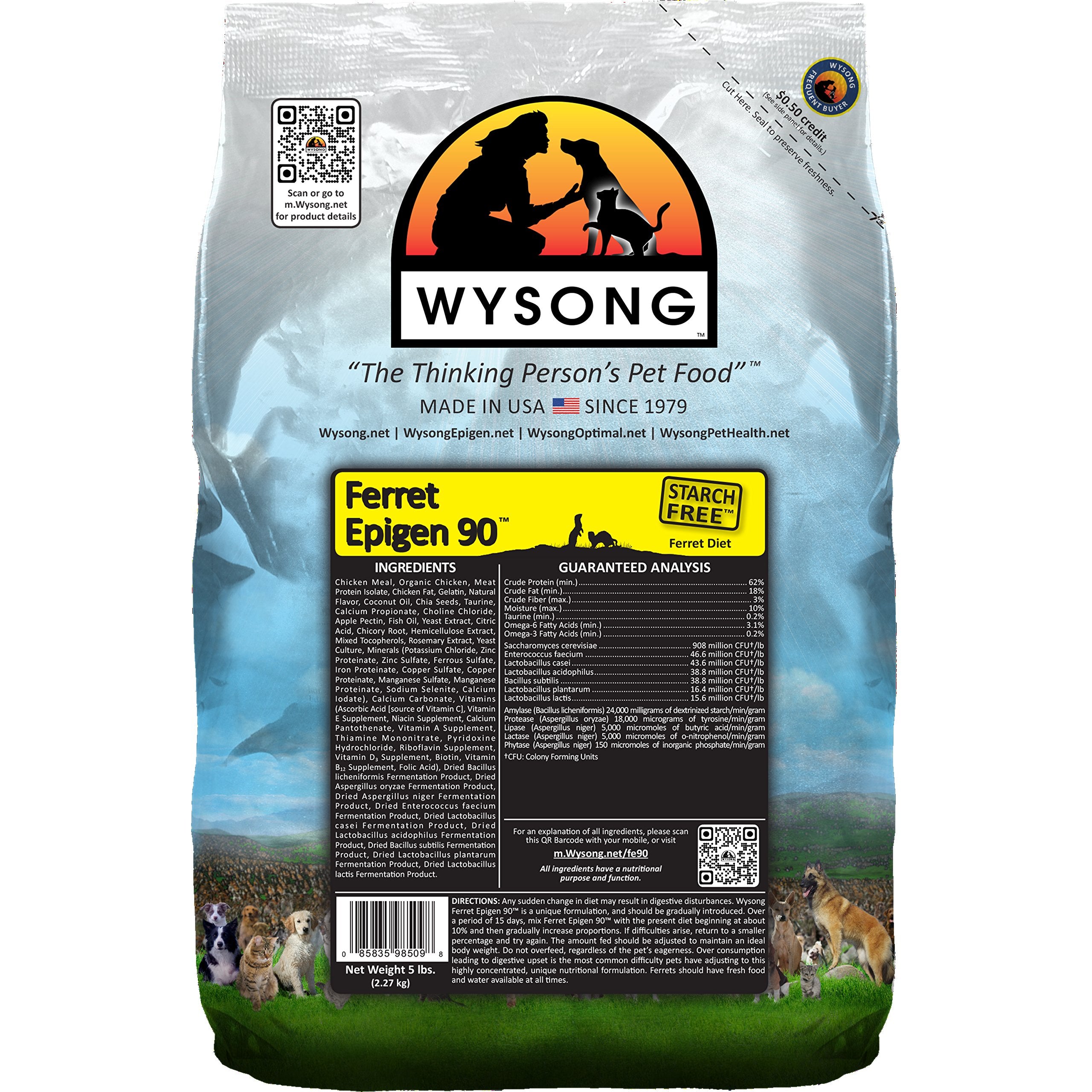 Wysong Ferret Epigen 90, bolsa de croquetas, ideal para una dieta sin almidón