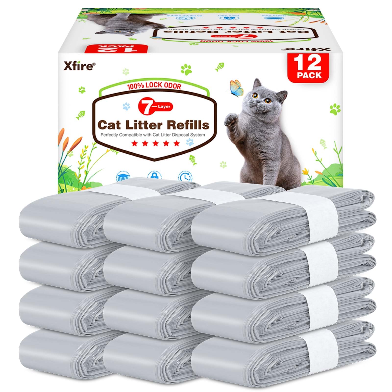 Xfire bolsas recambio para arena de gatos 12-pack, bloqueo de olores