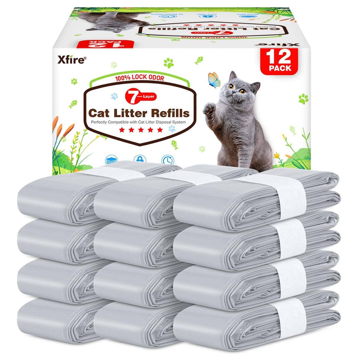 Xfire bolsas recambio para arena de gatos 12-pack, bloqueo de olores