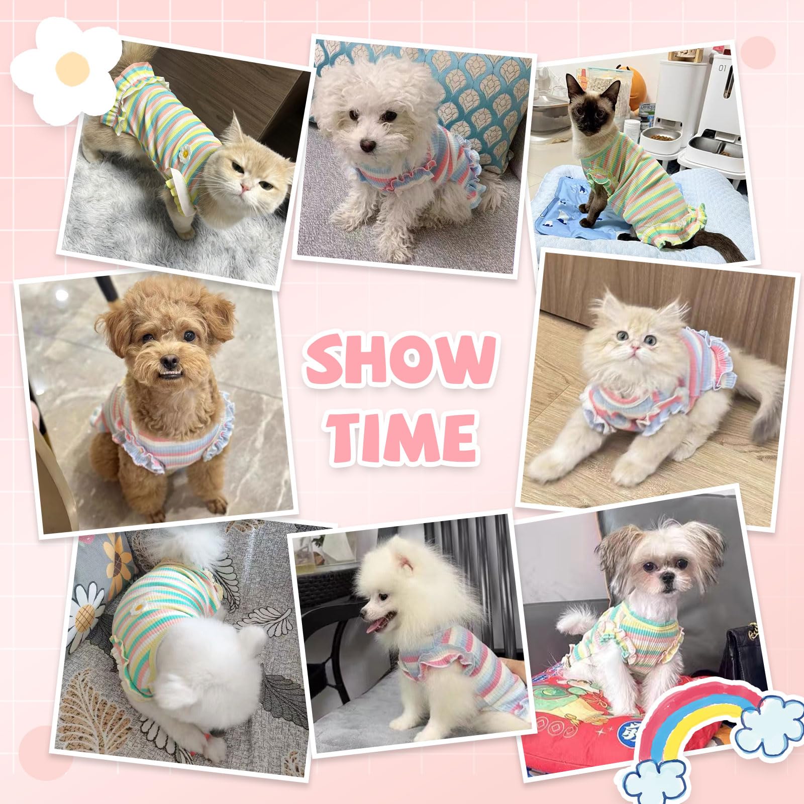 XGDMEIL camisetas rayadas para perros pequeños, morado y verde, dos piezas