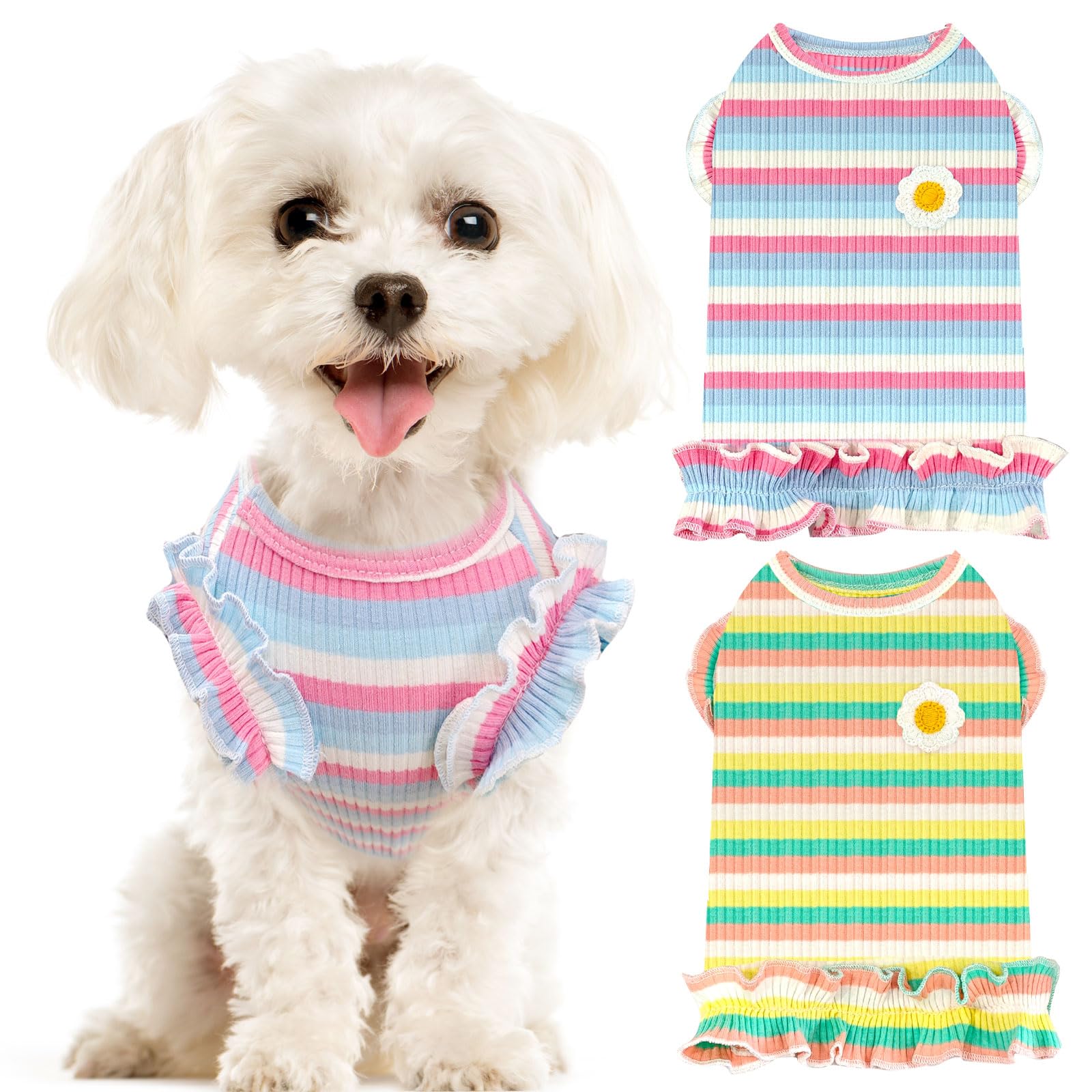 Conjunto XGDMEIL de camisetas rayadas para perro mediano, ideal para paseos en primavera