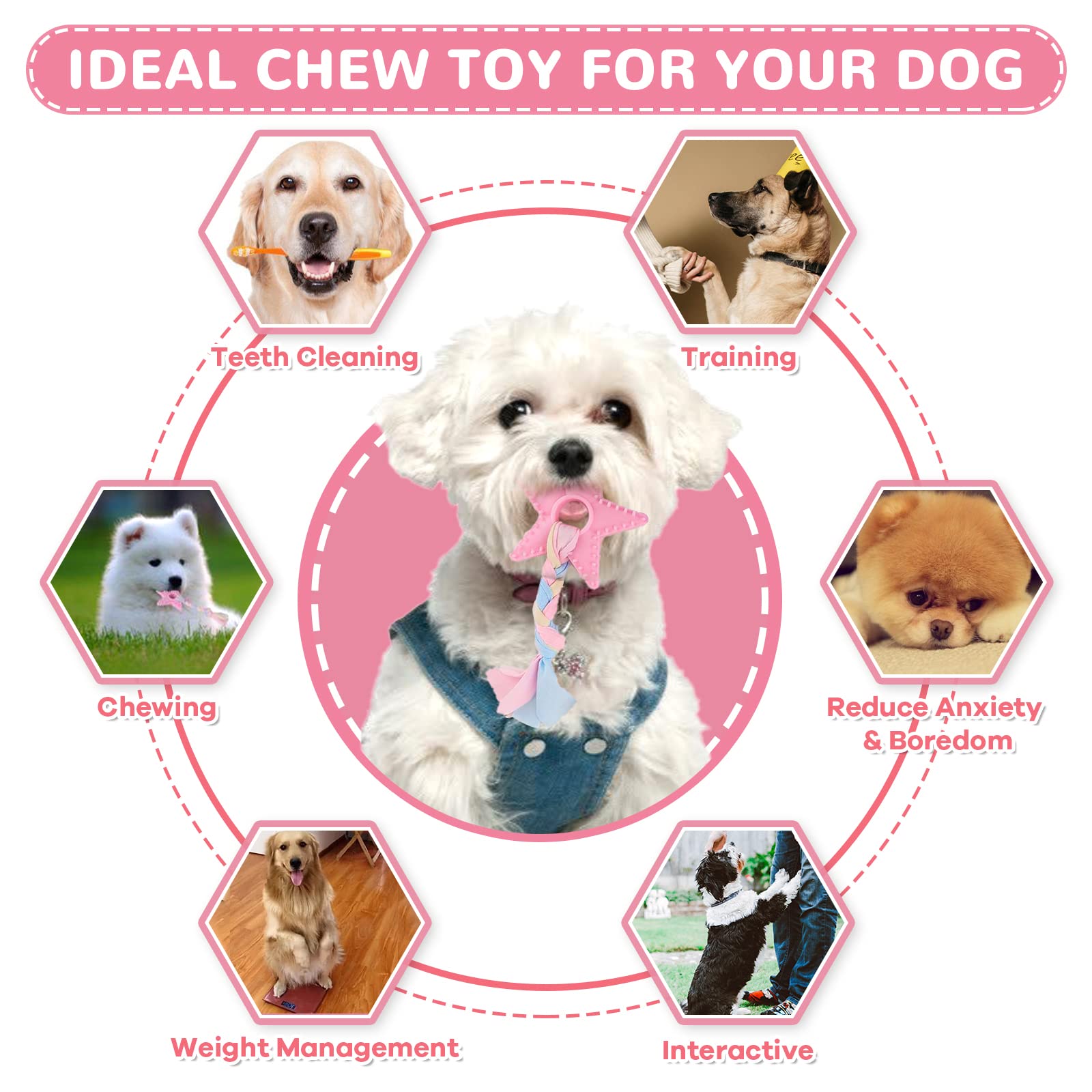 XGDMEIL mordedor rosado para dentición suave de cachorros
