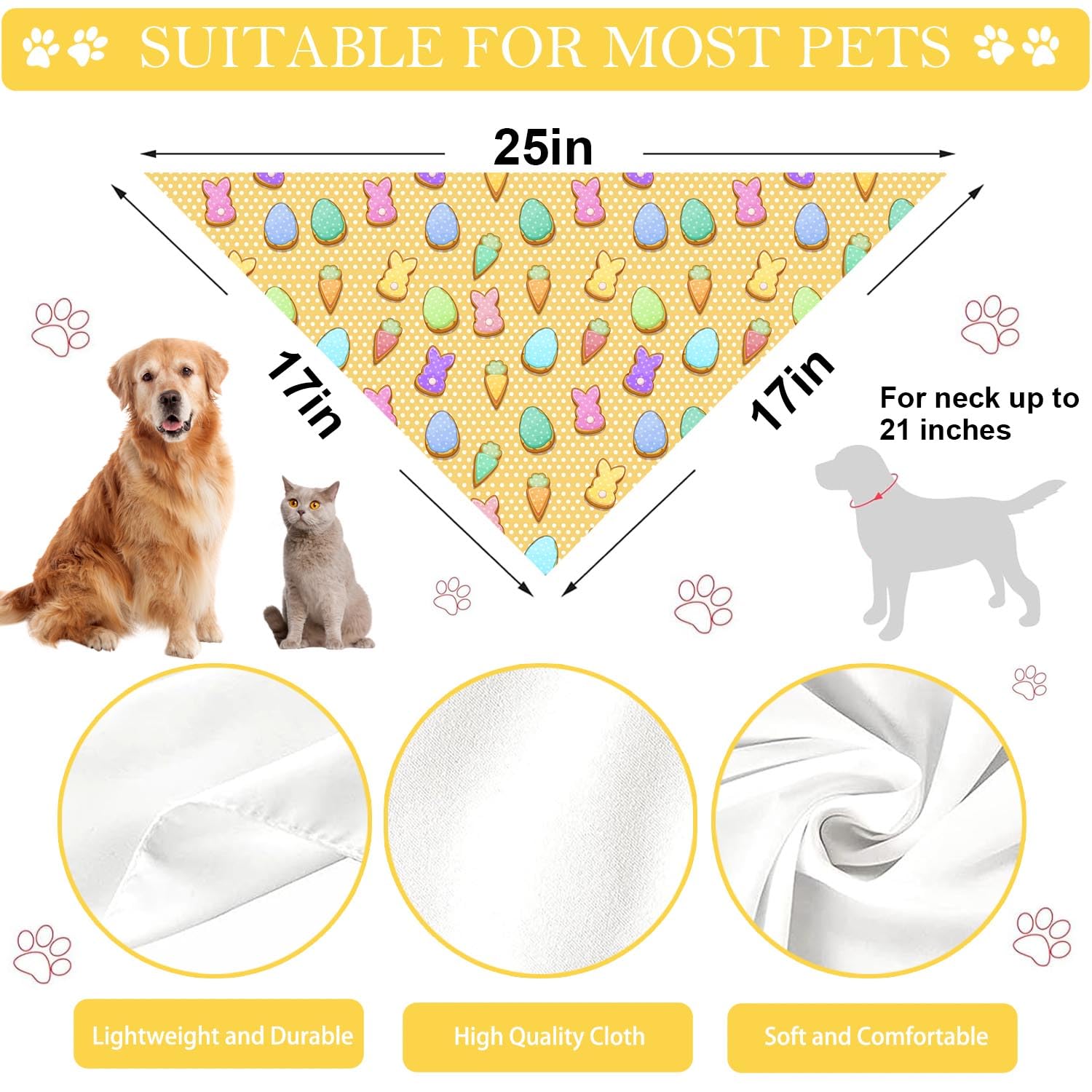 XGXHZYLC bandana Pascua para perros, material premium y suave, duradera para el uso diario.