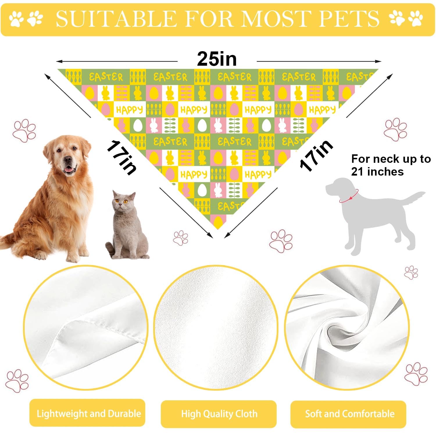 XGXHZYLC bandana ajustable para perro, talla 17x17x25 pulgadas, ajuste cómodo.