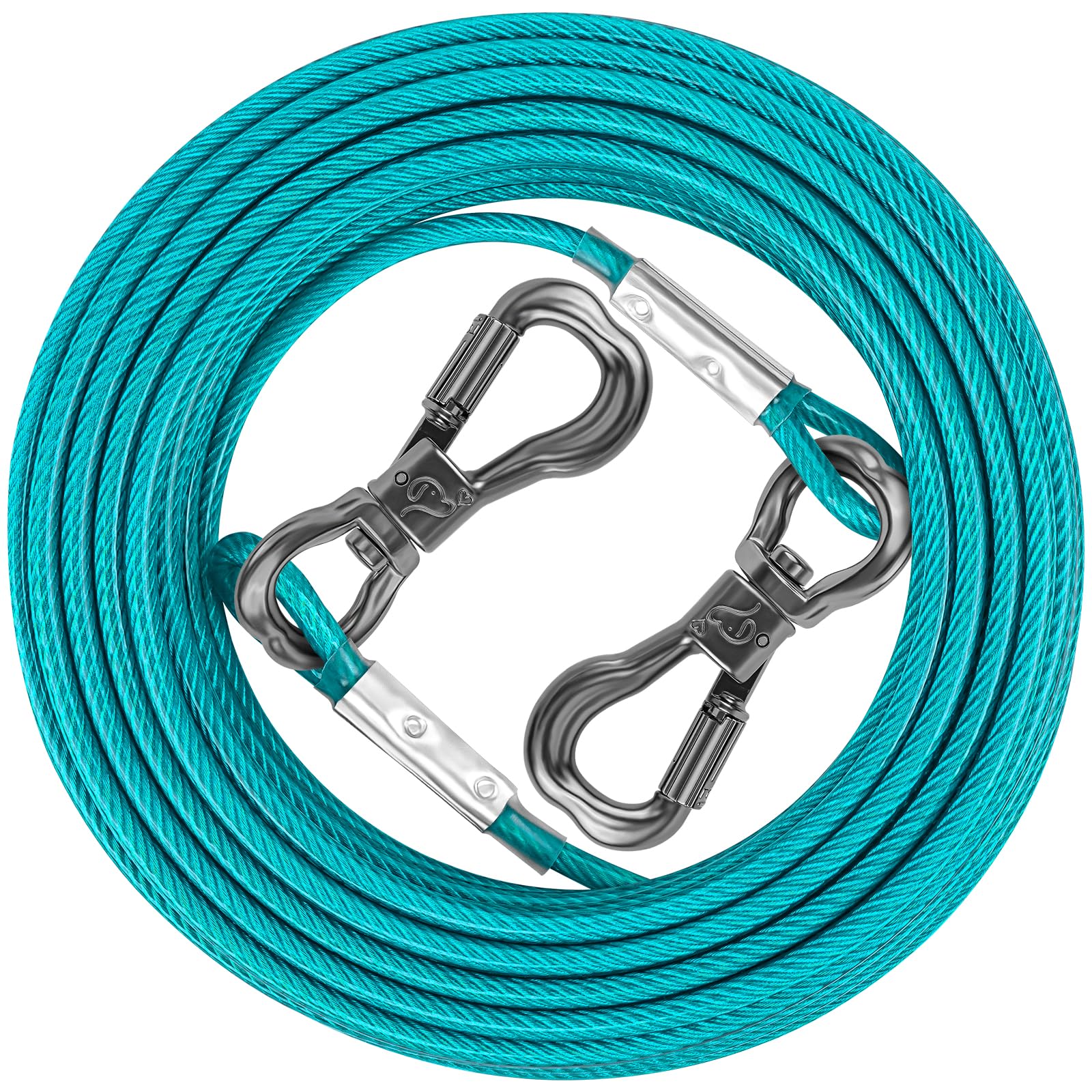 XiaZ cable de amarre para perros exterior en azul-turquesa, resistente para patios y jardines.